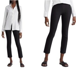 NWT Vince Black Ankle Pants Straight Leg Slit Hem Stretch Minimalist Work M $295